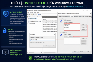 Giao diện cấu hình tường lửa chỉ cho phép các địa chỉ IP tin cậy được phép truy cập Remote Desktop