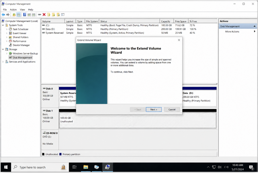 Cách mở rộng dung lượng ổ cứng VPS Windows nhanh chóng bằng công cụ Disk Management