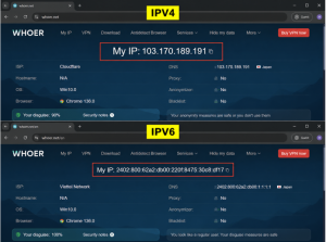 So sánh địa chỉ IPv4 và IPv6 thực tế trên các công cụ kiểm tra định danh IP sạch