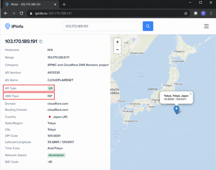Cách kiểm tra IP Proxy có phải là IP dân cư chuẩn trên IPInfo