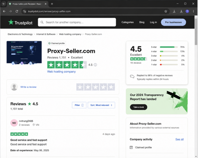Cách kiểm tra review nhà cung cấp Proxy uy tín trên Trustpilot tránh mua phải Proxy nát