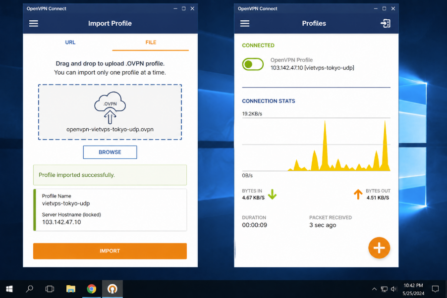 Cách import file cấu hình OpenVPN trên VPS Windows để fake IP an toàn cho tài khoản MMO