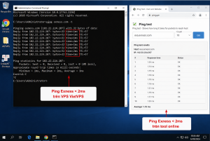 Kiểm tra ping từ VPS Forex tới broker Exness và IC Markets để giảm trượt giá khi trade