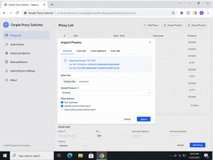 Cách import hàng loạt danh sách Proxy vào Chrome bằng Simple Proxy Switcher