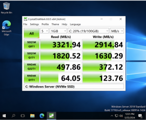 Kết quả kiểm tra tốc độ Read Write của VPS SSD NVMe trên Windows Server bằng CrystalDiskMark